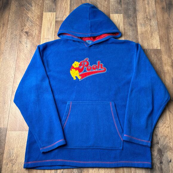 Vintage 90s Disney Hoodie‎ Men's Large Blue Fleece Winnie The Pooh Embroidered - Picture 1 of 10